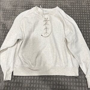 Old Navy Lace-Up Sweatshirt in Light Gray